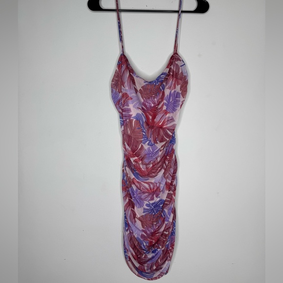 Fashion Nova Vibrant Purple and Pink Ruched Mini Dress - Picture 6 of 8